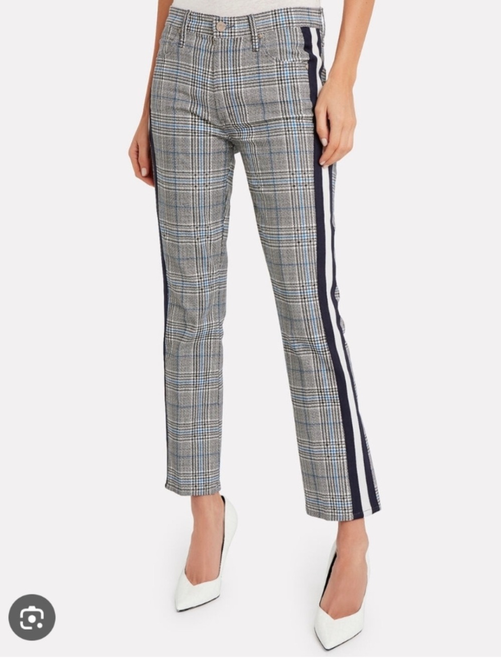 Mother The Insider cropped plaid ankle jeans size 30